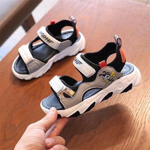 Kids Summer Shoes Open Toes Sandals 2021 Girl Boys Mesh Patchwork Beach Buckle Sandal Child Casual Non-slip Walk Flat Shoe 27-37