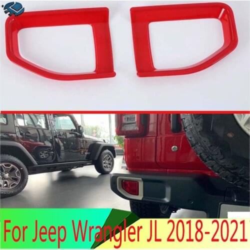 For Jeep Wrangler JL 2018 2019 ABS Chrome Rear Fog Light Red Lamp Cover Trim Molding Bezel Garnish Sticker
