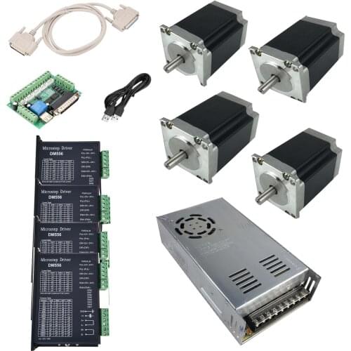 Nema23 Stepper Motor Driver + 57mm Motor 23HS8430 3A Stepper Motor 4-Lead Cable + 5Axis Breakout Board + Switching power supply