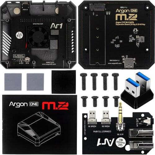 Argon One M.2 Storage Board Matching Metal Case Aluminum Alloy Case Cooler Enclosure for Raspberry Pi 4 Model B 4B