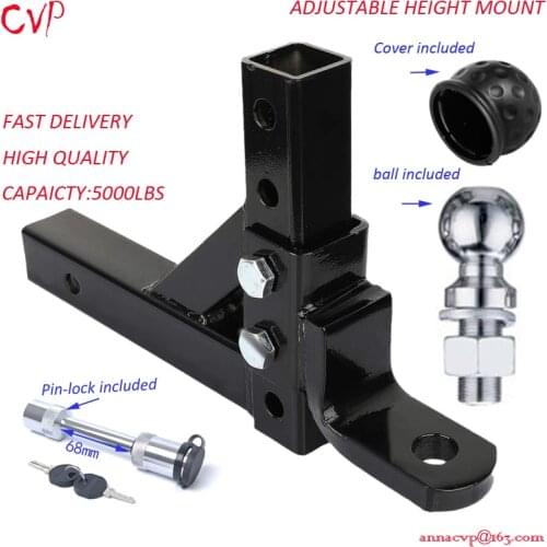 CVP 10" Adjustable height towbar hitch ball mount 5000lbs Trailer Drop for 2" Receiver,trailer parts with 50mm ball