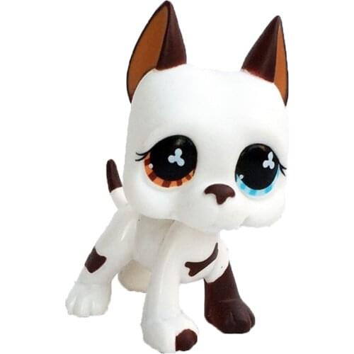 LPS CAT Rare original pet shop toys Cream white great dane dog #577 yellow blue eyes old animal figure toys for children