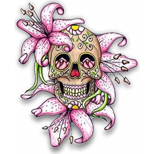 Fashion Personality Reflective Flower Sugar Skull Funny Car Stciker Decal Sunscreen Waterproof Cover Scratches PVC 9.8CM*11.5CM