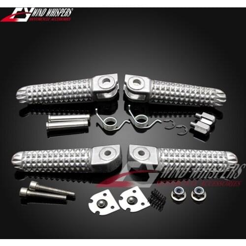 Motorcycle silver Front Rear Footrests Foot pegs For Yamaha YZFR6 1999 - 2017 YZFR1 1998 - 2014 YZF R6S 2003 - 2008