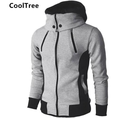 2021 Zipper Men Jackets Autumn Winter Casual Fleece Coats Bomber Jacket Scarf Collar Fashion Hooded Male Outwear Slim Fit Hoody