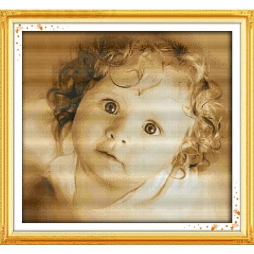 Lovely Girl Baby Canvas Arts Crafts Sewing Cross Stitch Kits 11CT Printed Embroidery DIY Handmade Needlework Wall Home Decor