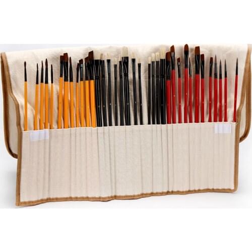 Multifunction Paint Brush Set Oil Painting Watercolor Brush Art Supplies Nylon Hair Wooden Handle With Canvas Bag 36Pcs/set