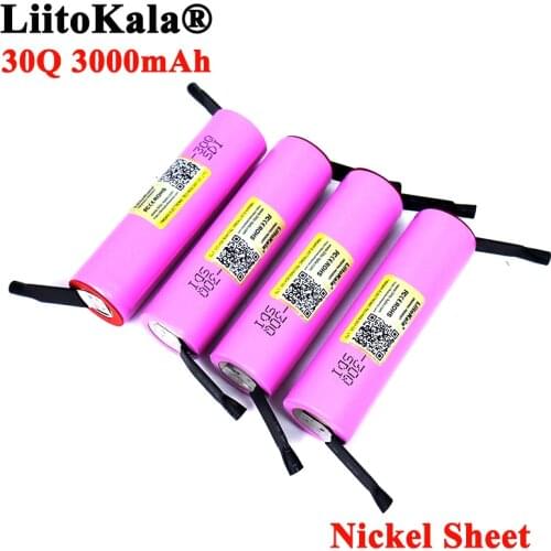 New 30Q 3.7V 18650 3000mAh Rechargeable battery INR1865030q 3.6V discharge 20A Max 35A Power batteries + DIY Nickel