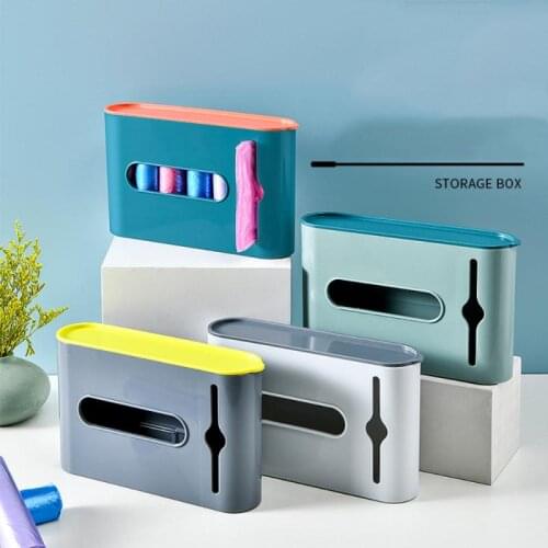 New Garbage Bag Storage Box Kitchen Bathroom Wall Hanging Plastic Bag Storing Rack With Cover Trash Bag Storage Container Case