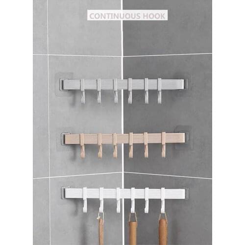 New Multifunction Kitchen Storage Hook Holder 6 Hooks Wall Mounted Door Hanger Rack For Spoon Scoop Bathroom Kitchen Organizer