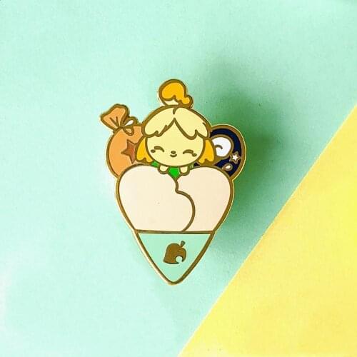 NPC Villager Isabelle Enamel Pin Fossils Bag Bells Pins Cute Cartoon Dog Badge Brooch Backpack Jewelry Animal Crossings Fan Gift