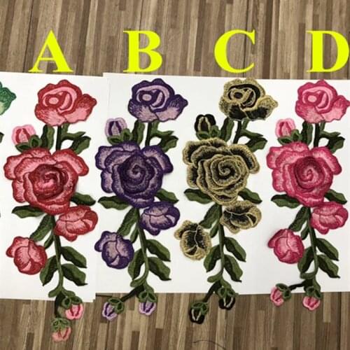 Dyed yarn polyester embroidery 34cm*11cm guipure flower patch,embroidery flora applique,8 colors available,HFXP-171217G