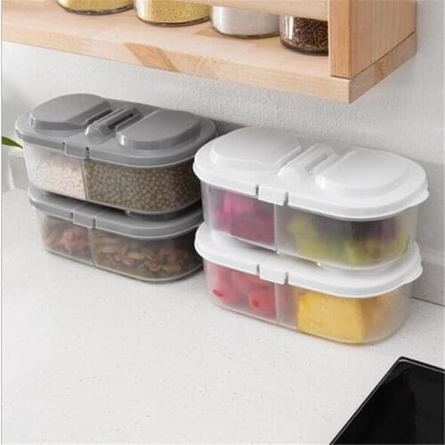 Plastic Fruit Storage Box New Kitchen Sorting Food Container Box 2 Lattices Sealed Crisper Grains Tank 2020 New Arrivals