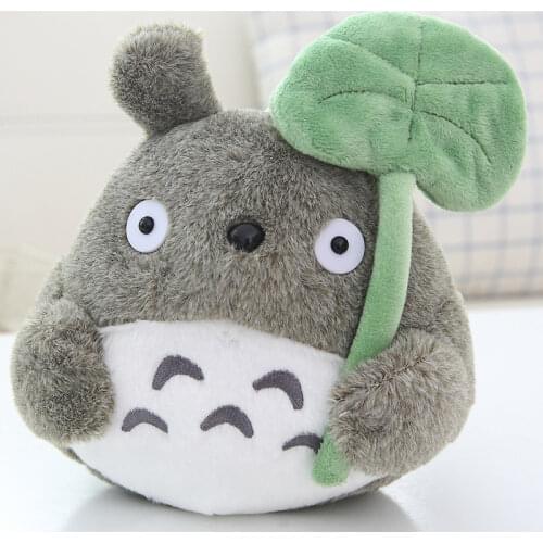 22CM Totoro with Lotus Leaf Plush Doll Toy Soft Stuffed Animals Birthday Anime Game Movie Christmas Gift for Kids Anime Plushie