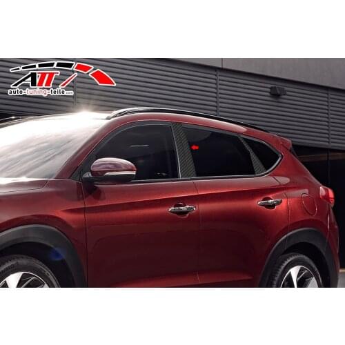 Fit For Hyundai Tucson 2015-2017 Carbon Door Pole 8 Piece Chrome Styling Accessories Modified Designed Car Tuning Piece