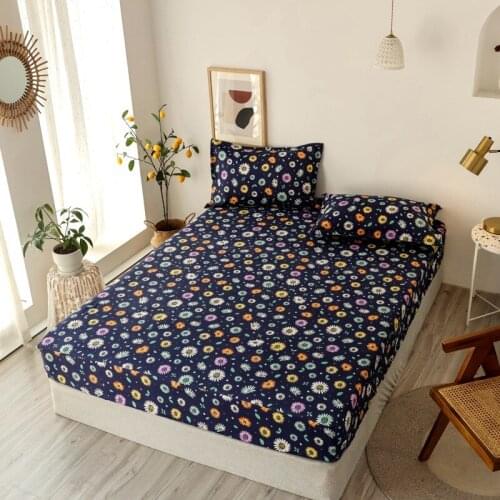 Simple Floral Printed Bed Cover Tatami Mattress Protector Cover With Elastic 3pcs/set Fitted Sheet with Pillowcases for Students