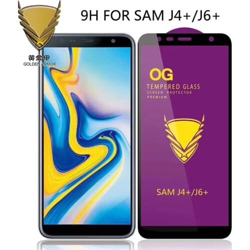Sinzean 100pcs Golden Armor OG Big Curved Full Glue Tempered Glass Screen protector for Samsung J6 plus/J4plus/J8 2018/J6 2018