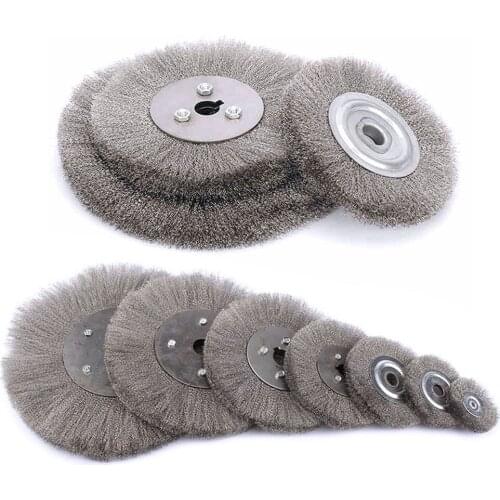 75-300mm Stainless Steel Wire Wheel Brush 3"-12" Flat Type for Bench Grinder Polishing Abrasive Tool Metal Derust wood Deburring