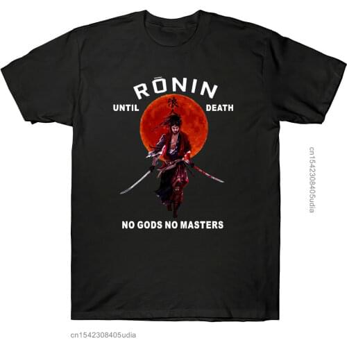 Ronin Until Death No Gods No Master Japanese Vintage Retro Sunset Mens T-Shirts PrintClothes Funny Brand T Shirt Men