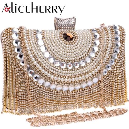 Luxury Women Day Clutches Evening Bags Wedding Purse Party Tassel Bag Diamonds Silver Golden Phone Puls