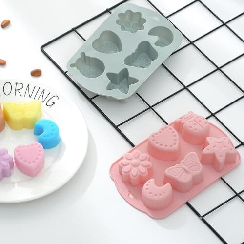 6 cavity moon butterfly silicone cake mold DIY chocolate fudge candy handmade soap mold 3D cake decorating tools