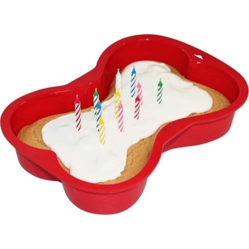 Random Color Non-stick Silicone Mold Dog Bone Shape Cake Pan For Puppy Dog Birthday DIY Baking Tool Chocolate Cookie Muffin Baki