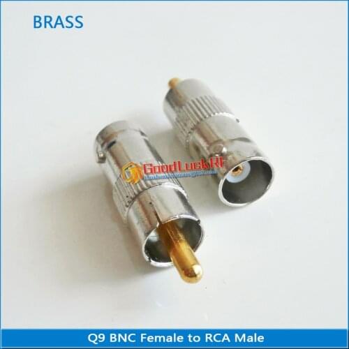 1X Pcs Q9 BNC Female To RCA Male Plug BNC to RCA Nickel Plated Brass Straight Coaxial RF Connector Adapters