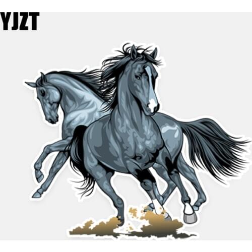 YJZT 16CM*13.8CM Personalized Animal Two Horses PVC Waterproof Decal Car Sticker Decoration 5-0796