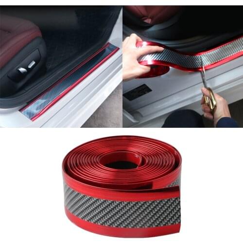 1m Car Styling Car Carbon Fiber Bumper Protective Stickers Mouldings Strip TrimCar Door Entry Guards Scratch Cover Protector