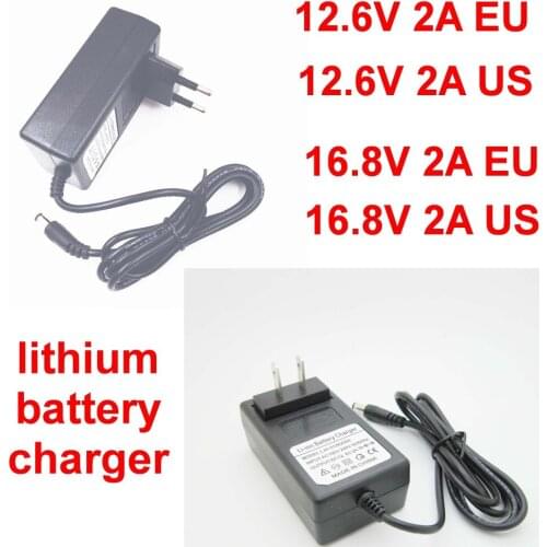 1pcs 100-240V 12.6V 2A 16.8V 2A 2000mA High quality polymer lithium battery charger power adapter charger dual EU/ US plug