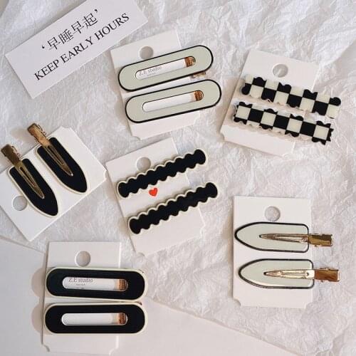 2Pcs/lot Hair Clips for Women Hair Barrettes Colorful Geometric Patterns Girls Hair Accessories Hair Clips Duckbill Clip New