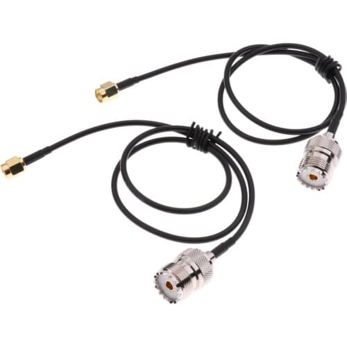 2Pcs Radio Antenna Cable SMA PL-259 Male To UHF Female SO239 Cable Extension