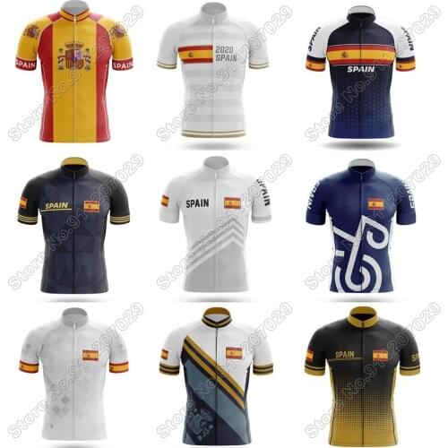 2021 Spain Men Cycling Jersey Short Sleeve Summer Cycling Clothing Road Bike Shirts Bicycle Tops MTB Maillot