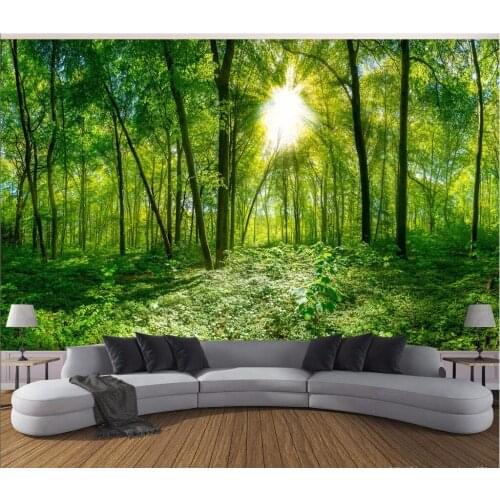 3d wallpaper Custom photo mural Sunny green fresh woods picture room decor painting 3d wall mural wallpaper for walls 3 d