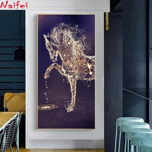 Diy Diamond Painting Water Droplets Art Abstract Horse Cross Stitch Embroidery Full Square Round Drill Mosaic Rhinestone Decor