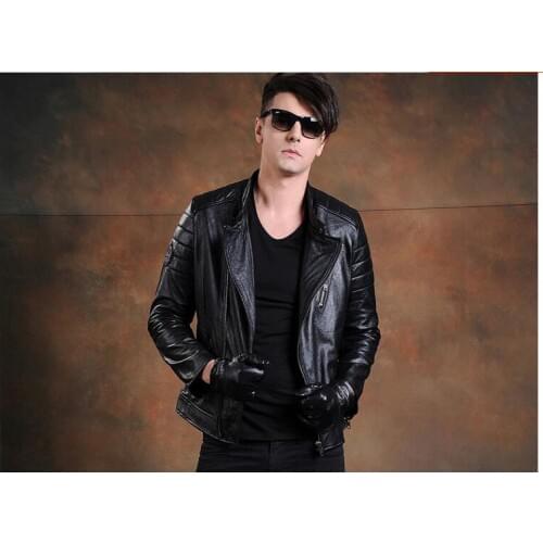 Free shipping.DHL fashion mens cowhide Jackets,mens genuine Leather biker jacket.quality motor style leather coat