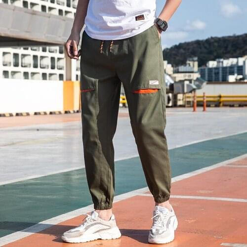 Men Trousers Spring Summer Fashion Breathable Casual Long Pants Elastic Waist Fitness Loose Overalls Pants Plus Size 4XL