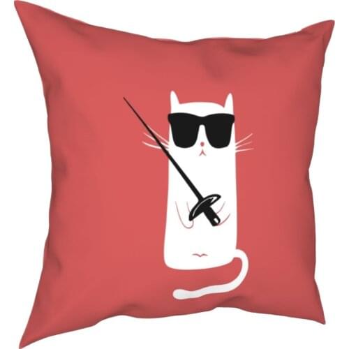 Funny cat Wearing sunglasses Pillows Cases Cute Kitty Lover Pillows Coverage Fashion Decorative Pillows for Car 40*40cm