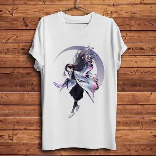 Demon Slayer Kisatsutai Kochou Shinobu funny streetwear anime homme white short sleeve men casual tshirt unisex manga t shirt