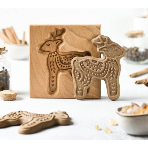 Wooden Cookie Mold For Baking Cake Cookie Cutter Embossing Mold Gingerbread Biscuit Stamp Pastry And Bakery Kitchen Accessories