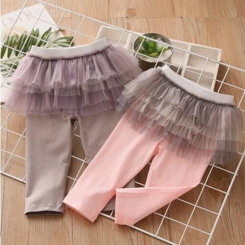 2021 Spring Autumn Summer Fashion 2 3 4 6 8 10 Year Children Full Length Dance Culottes Lace Skirt Leggings For Baby Kids Girls