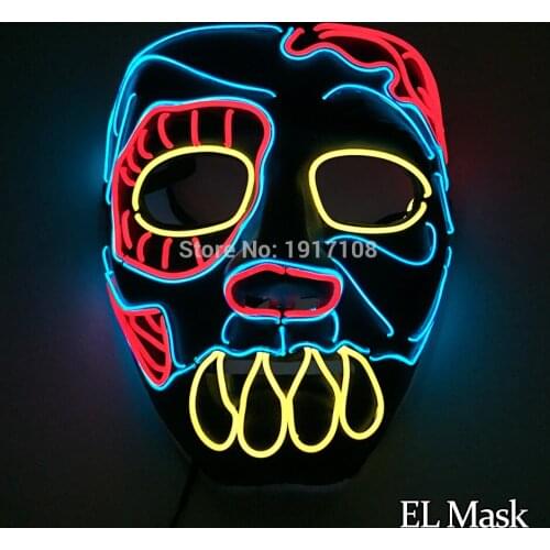 Hot sale EL mask for glow party supplies and festival decoration powered by DC-3V LED neon mask suitable for Halloween