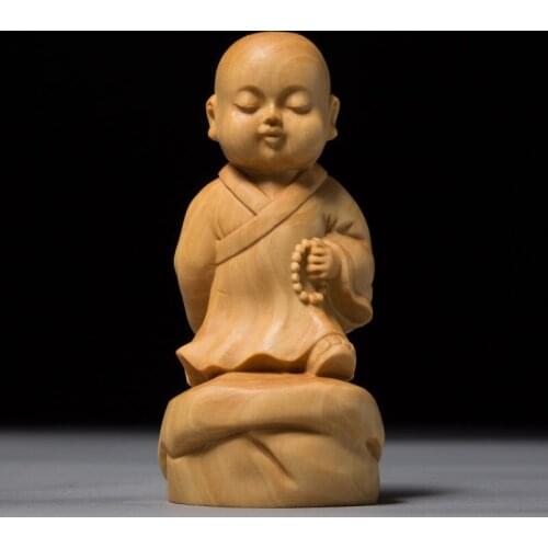 Creative Solid Wood Little Monk Statue Zen Monk Ornaments Home Desktop Decorations Gift figurines