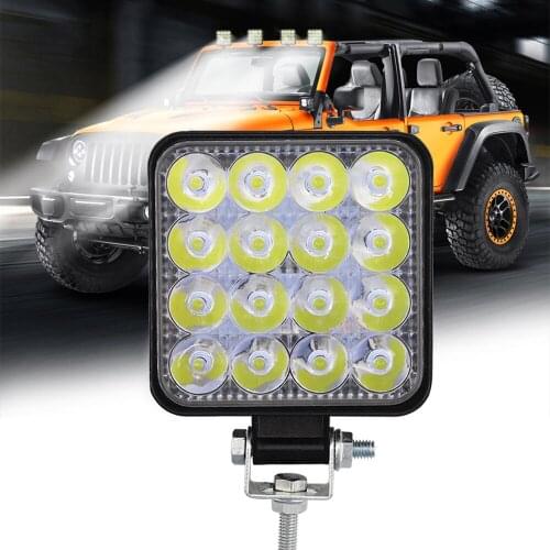 2pcs Square LED work lights fog lights 48W Led For-Jeep ATV UAZ SUV 4WD 4x4 Truck Tractor