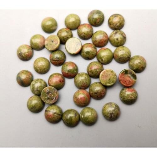 Wholesale fashion 50Pcs/lot unakite natural stone charm 8mm round cabochon beads for jewelry Ring Earring accessories no hole