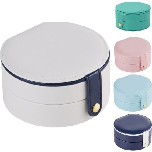 Oval with Make Up Mirror Storage Box Women Gift Pu Leather Travel Jewelry Organizer Five Color