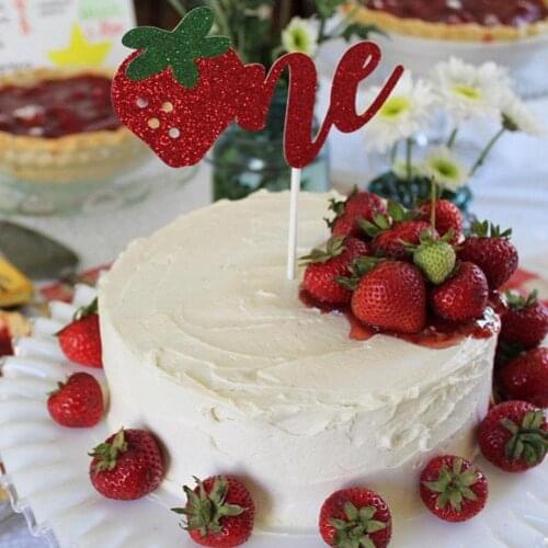 Personalised Strawberry Cake Topper,Custom Birthday Cake Topper,Birthday Decor,Smash Cake Topper,Strawberry Theme baby shower