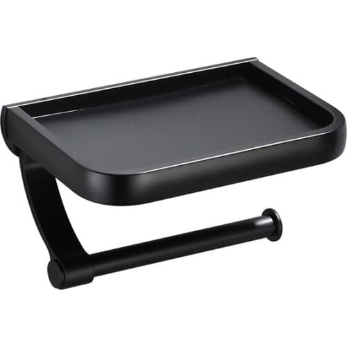 Simple Design Matte Black Paper Towel Holder Space Aluminum Bathroom Paper Roll Holder Toilet Tissue Boxes Wall Mounte