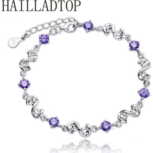 Silver Colour Bracelet Shining Purple Crystal Jewelry Adjustable Bracelet Women Jewelry Wholesale Lots Bulk Stones And Crystals