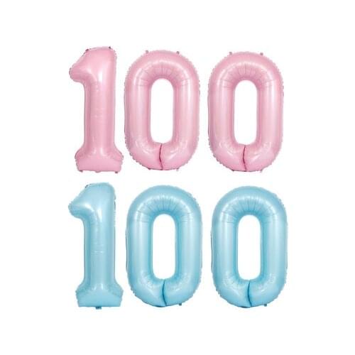 0 1 40 inch Number Balloon Blue Pink Number Foil Balloons Baby Shower Happy Birthday Party Wedding Balloons Globos 100 DAYS